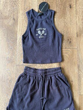 White Fox Charcoal Gray Tank Top and Short Set Size: XS